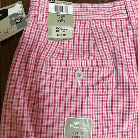 LEE ROSE PLAID STRETCHY CASUAL MIDRISE COMFORTABLE CAPRI PANTS SZ 12P BRAND NEW - Picture 12 of 12